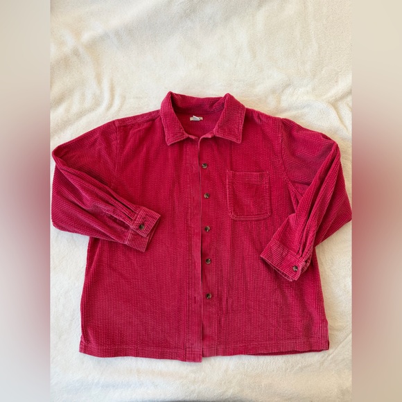 L.l Bean Pink Corduroy Button-Up Shirt - Picture 3 of 7